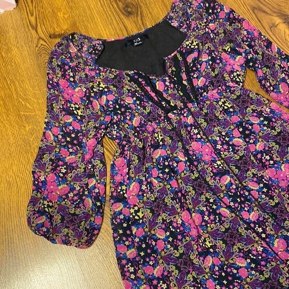 🌷 Floral Flounce Vintage Sheer Sleeve Babydoll Dress 90s Style 🌷 - Picture 4 of 11